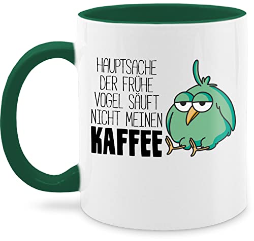 Statement Tasse mit Spruch - Hauptsache der frühe Vogel säuft nicht meinen Kaffee - Unisize - Petrolgrün - tasse mit spruch kaffee - Q9061 - Kaffeetasse und Teetasse 325 ml
