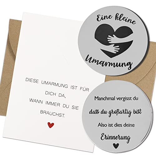 Eine kleine Umarmung Glücksbringer Glücksmünze Mutmacher Geschenk Abschluss Gute Besserung Geschenke für Prüfung Beste Freundin Kollegen Frau Männer Motivationsgeschenke