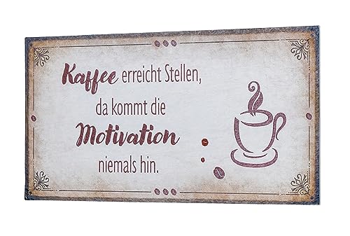 Wandbild 40x20cm Kaffee Motivation Spruch Wandschild Küche Wanddeko Bild Schild Geschenkidee