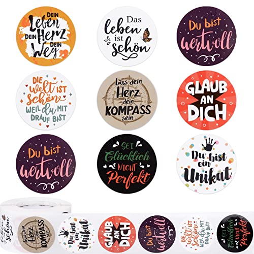 500 Stk 4cm Inspirierende Sprüche Aufkleber Selbstklebend Motivation Stickers Rolle Aufkleber Dekorative Sticker für Geschenk Briefumschlag Geschenktüten Scrapbook Laptop Notizbuch usw. (8 Stil)