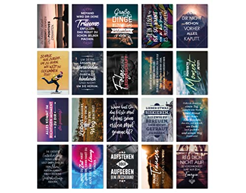 TypeStoff 20er Postkarten-Spar-Set – MOTIVATION – DIN A6, 20 verschiedene Motive mit Sprüchen, Zitaten und Aphorismen - PK-00596